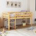 Twin Loft Bed Low Loft Bed for Little Kids Samll Room/Low Ceiling Bedrrom with Guardrail,Walnut