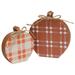 Plaid Wooden Apple Sitters Set of 2 - 4" x 0.75" x 4.5"