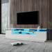 TV Stand with 20 Color LED Remote Control Lights Center TV Cabinet with Drawer 2 Doors & Open Shelves TV Console, White