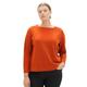 TOM TAILOR Damen 1038842 Sweatshirt mit Gerippter Struktur, 32403-gold Flame orange Melange, 48