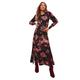 Joe Browns Damen Dark Floral Puff Sleeve Tie Back Maxi Jersey Dress Lässiges Abendkleid, Multi, 44