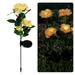 Skpblutn Home Decoration 3 Head Solar Led Decorative Outdoor Lawn Lamp Outdoor Solar Garden Stake Lights Artificial Flowers Yellow