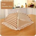 Skpblutn Kitchen Product Kitchen Folded Food Cover Hygiene Grid Style Kitchen Food Dish Cover Kitchenware Pantry Organization and Storage Beige