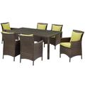 Side Dining Chair and Table Set Rattan Wicker Brown Green Modern Contemporary Urban Design Outdoor Patio Balcony Cafe Bistro Garden Furniture Hotel Hospitality