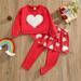 Aayomet Girls 2 Piece Outfits Winter Autumn Unisex Long Sleeve Holiday Sweatshirt Clothes (Red 3-4 Years)