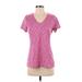 Reebok Active T-Shirt: Pink Color Block Activewear - Women's Size Small