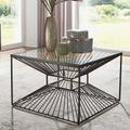 Design Wohnzimmer Tisch in Schwarz Metall und Glas