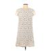 Ann Taylor LOFT Casual Dress - Shift: Ivory Floral Motif Dresses - Women's Size 8