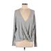 Silence and Noise Long Sleeve Top Gray Plunge Tops - Women's Size Medium