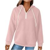 FAIWAD Womens Plus Size Lapel Hoodies Top Fall Winter Loose Zip Drawstring Sweatshirt with Pockets
