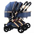 KITCISSL Twins Stroller Infant and Toddler, Double Baby Can Sit Lie Detachable Carriage Pushchair Folding Prams Trolley Portable Strollers Mosquito Net, Blue , 14000.0 grams, 1.0 Count, Pack of 1