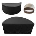 LALAGO Oval Sun Island Cover, Thick Protective Cover, Sun Island Semi-Round Oxford Fabric, Adjustable Garden Island Cover, Waterproof Garden Lounger Protective Cover (201 x 110 x 75 cm, Black