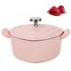 Casserole Dishes with Lids Heart Shaped Dutch Oven, Enameled Cast Iron Dutch Oven Bread Baking Pot with Lid (Pink)