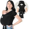 KeaBabies Baby Wraps Carrier, D-Lite Baby Wrap - Easy-Wearing, Adjustable Baby Sling Carrier, Baby Carrier Newborn to Toddler, Infant Baby Carrier Wrap Holder, Ring Sling Baby Carrier (Trendy Black)