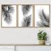 IDEA4WALL And White Tropical Palm Tree Leaves Organic Modern Framed Canvas 3 Pieces Print Wall Art Canvas in Black | 24 H x 48 W x 1.5 D in | Wayfair