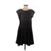 Halston Heritage Casual Dress - DropWaist: Black Grid Dresses - Women's Size Medium