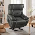 Red Barrel Studio® Kyila Faux Leather Power Reclining Heated Massage Chair Faux Leather/Fade Resistant in Gray | Wayfair