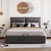 Velvet Upholstered Platform Bed with Hydraulic Storage System, Sturdy Solid Wood Bedframe for Small Spaces, No Box Spring Needed