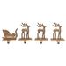 Transpac Metal 6.5 in. Gold Christmas Reindeer with Sleigh Stocking Holder Set of 4