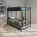 Metal Twin over twin bunk bed with Trundle/Metal Frame/ Wood Slats/ Textilene Guardrail/ 2 Side Ladders/Bunk Bed for Three
