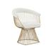 Cid Jaz 28 Inch Dining Chair, Sherpa Fabric, Windsor Back, White, Gold