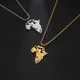 Colliers pendentif carte de l'Afrique pour hommes et femmes acier inoxydable style hip-hop or