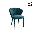 Lot de 2 chaises velours bleu pétrole pieds velours assortis