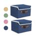 Skpblutn Home Textile Products Foldable Fabric With Handle Lid Large Collapsible Box Basket for Home Organizer 2 Packs Blue Organization and Storage Navy