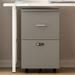 Kepooman Rolling File Cabinet Office Vertical Files for Home Pulley Movable Storage File Boxes with Two Drawers and Lock Printer Stand Antique grey white