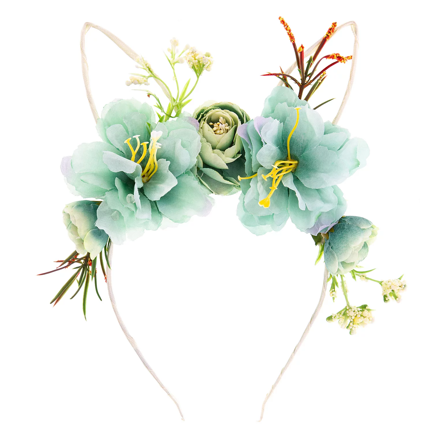 Serre-tête "chat et fleurs