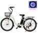 Ecotric 26 Inch 36 V 10 AH 350 W City Bike Electric Bicycle e-bike White with Basket 7 Speed Step Through Commuter for Women Girls A-E516646