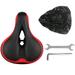 Cushion Mountain Bike Cushion Bike Big Bum Wide Saddle Seat Spring Damping Cushion with Bike Saddle Cover and 2pcs Wrenches (Red and Black)