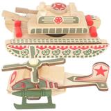 FRCOLOR 2Pcs Wooden Tank Kids Missile Vehicle Model Wood Helicopter Model Children Tank Plaything