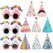 FRCOLOR 1 Set Birthday Party Supplies Party Eyeglasses Birthday Cone Hats Photo Props