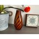 Exotic Tiger Stripe Art Glass Vase, Heavy Murano Style Vase, Mid Century Modern Vase