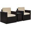 Maykoosh Lakeside Living 3Pc Outdoor Wicker Swivel Chair Set Sand/Brown - Side Table & 2 Swivel Chairs