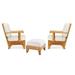 Caranas 3 Pc Lounge Chair Set: 2 Lounge Chairs & Ottoman With Cushions in Sunbrela Fabric #5404 Canvas Natural