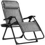 Zero Gravity Chairs X-Large Outdoor Lounge Lawn Chair with Cup Holder & Detachable Headrest Adjustable Folding Patio Recliner for Pool Porch Deck Oversize (Gray)