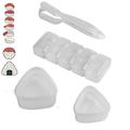 Dsseng 4 Pieces Sushi Maker Mold Plastic Rice Ball 5 Rolls Maker Mold Triangle Shape Sushi Press Mold Long Handle Sushi Mold White