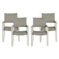 GDF Studio Augusta Outdoor Aluminum Dining Chairs with Faux Wood Accents Set of 4 Silver Gray Natural Brown Wicker