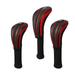 3Pcs Golf Wood Headcovers Golf Club Head Covers PU Leather Durable Creative Soft with Number Tag for Golf Accessories Outdoor Black Red