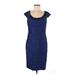 Adrianna Papell Cocktail Dress - Party Scoop Neck Short sleeves: Blue Solid Dresses - Women's Size 6