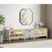 Orren Ellis WAMPAT Farmhouse TV Stand For 85 Inch TV w/ Yellow LED Light Wood in White | 20.6 H x 94.4 W x 15.5 D in | Wayfair