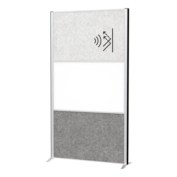 MAUL Stellwand »MAULconnecto« 2 Akustikpanels 1 hellgrau + 1 dunkelgrau + 1 Whiteboar silber, 100x182x35 cm