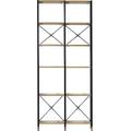 Mehrzweckregal HOME AFFAIRE Regale Gr. B/H/T: 87,5 cm x 210 cm x 30 cm, 10 St., 2 schmale Regale, 12 Einlegeböden, beige (natur, schwarz) Home Affaire MDF mit Akazie-Dekor