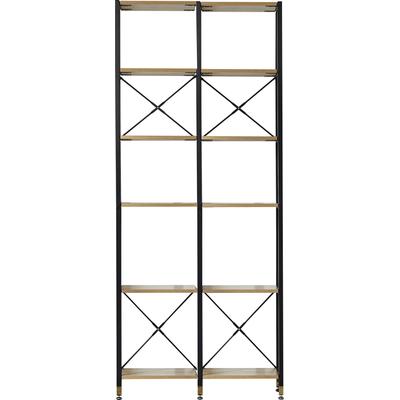 Mehrzweckregal HOME AFFAIRE, beige (natur, schwarz), B:87,5cm H:210cm T:30cm, Metall, MDF, Regale, MDF mit Akazie-Dekor Image
