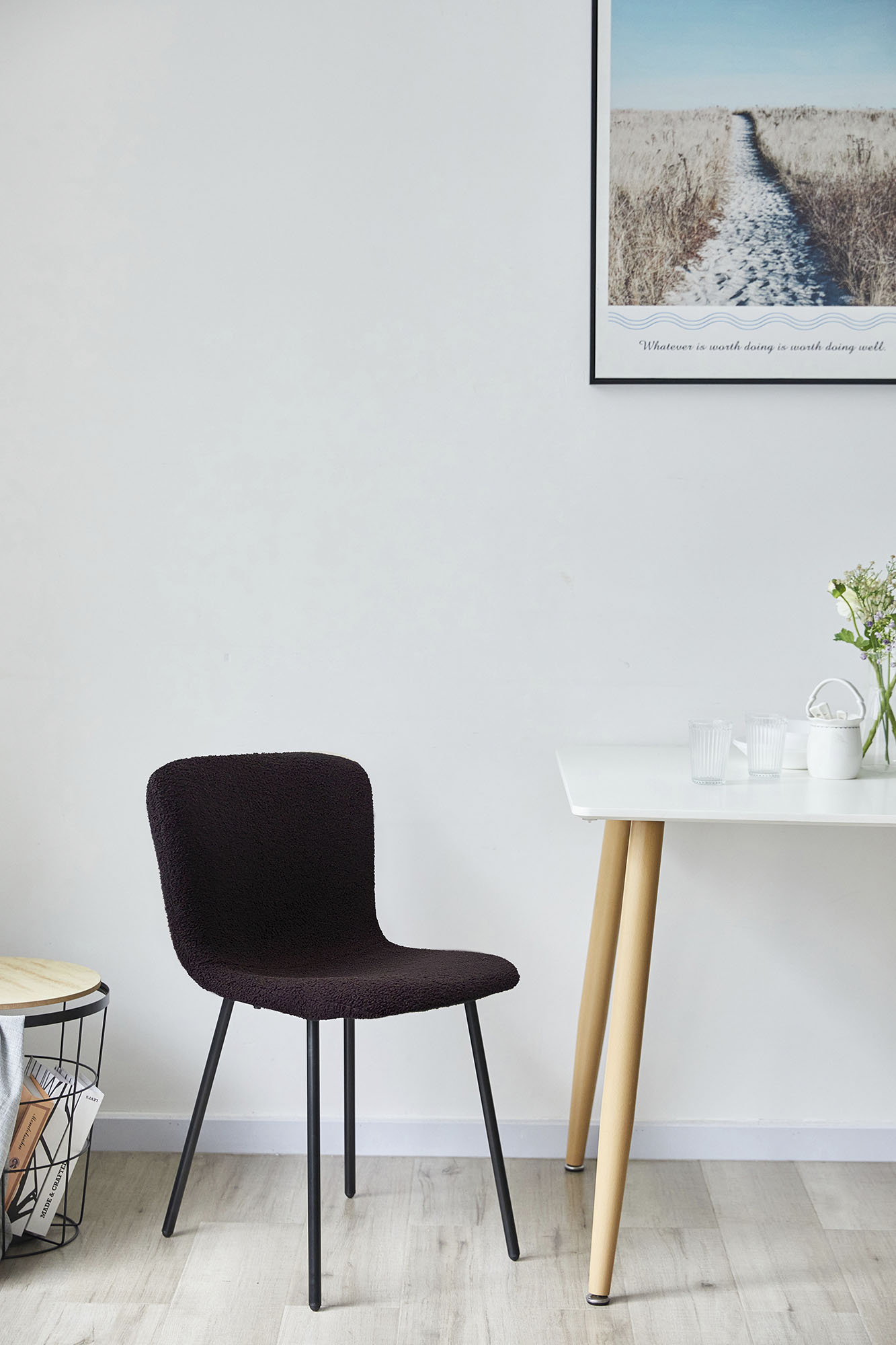 4-Fußstuhl SALESFEVER "Esszimmerstuhl - stilvolles Set", schwarz (schwarz, schwarz), B:44cm H:79cm T:52cm, Metall, Polyester, Stühle, Ergonomisches 4er-Set für optimalen Sitzkomfort