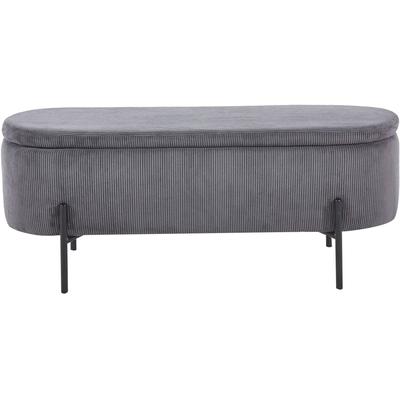 Hockerbank SALESFEVER, grau (grau, schwarz), B:110cm H:44cm T:40cm, Cord-Stoff (88% Polyester/12% Nylon), Metall, Hocker, aufklappbar, mit Stauraumfunktion Image