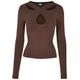 Longsleeve URBAN CLASSICS "Damen Ladies Crossed Cut Out Longsleeve" Gr. S, braun (brown) Damen Shirts V-Shirts