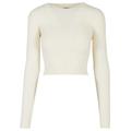 Rundhalspullover URBAN CLASSICS "Urban Classics Damen Ladies Short Rib Knit Twisted Back Sweater", Damen, Gr. 4XL, beige (sandweiß), 35% Polyacryl, 35% Viskose, 30% Polyamid, unifarben, klassisch, relaxed fit, Rundhals, Langarm, Pullover...